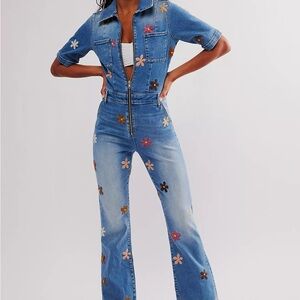 Driftwood Flower Embroidered Jumpsuit